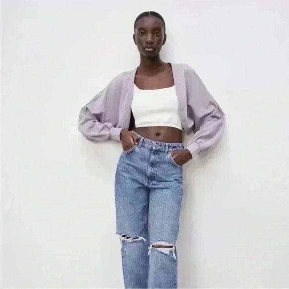 Zara washed effect cropped jacket - Picture 1 of 3